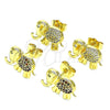 Oro Laminado Stud Earring, Gold Filled Style Elephant Design, with White Micro Pave, Polished, Golden Finish, 02.284.0046.1