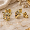Oro Laminado Stud Earring, Gold Filled Style Turtle Design, with Multicolor Micro Pave, Polished, Golden Finish, 02.284.0047