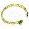 Oro Laminado Individual Bangle, Gold Filled Style Miami Cuban Design, with Green Cubic Zirconia and White Micro Pave, Polished, Golden Finish, 07.341.0035 (07 MM Thickness, One size fits all)