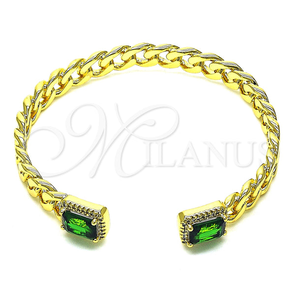 Gold Filled Jewelry — Individual Bangle Miami Cuban Design with Green Cubic — main product view — SKU 148741 | Oro Laminado joyería — Individual Bangle Miami Cuban diseño with Green Cubic — SKU 148741