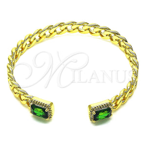 Gold Filled Jewelry — Individual Bangle Miami Cuban Design with Green Cubic — main product view — SKU 148741 | Oro Laminado joyería — Individual Bangle Miami Cuban diseño with Green Cubic — SKU 148741
