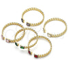 Oro Laminado Individual Bangle, Gold Filled Style Miami Cuban Design, with Green Cubic Zirconia and White Micro Pave, Polished, Golden Finish, 07.341.0035 (07 MM Thickness, One size fits all)