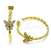 Oro Laminado Stud Earring, Gold Filled Style Butterfly Design, with White Micro Pave, Polished, Golden Finish, 02.341.0121