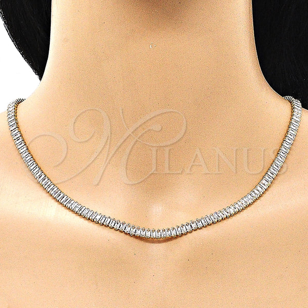Gold Filled Necklace — Fancy Necklace Baguette Design with White Cubic Zirconia — alternate product view — SKU 148766 | Oro Laminado collar — elegante Necklace Baguette diseño with blanco Cubic Zirconia — SKU 148766