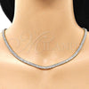 Oro Laminado Fancy Necklace, Gold Filled Style Baguette Design, with White Cubic Zirconia, Polished, Golden Finish, 04.130.0001.12 (05 MM Thickness, 12 Inches Length)