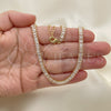 Oro Laminado Fancy Necklace, Gold Filled Style Baguette Design, with White Cubic Zirconia, Polished, Golden Finish, 04.130.0001.12 (05 MM Thickness, 12 Inches Length)