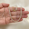 Oro Laminado Fancy Necklace, Gold Filled Style Baguette Design, with White Cubic Zirconia, Polished, Golden Finish, 04.130.0001.12 (05 MM Thickness, 12 Inches Length)