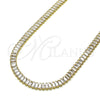 Oro Laminado Fancy Necklace, Gold Filled Style Baguette Design, with White Cubic Zirconia, Polished, Golden Finish, 04.130.0001.12 (05 MM Thickness, 12 Inches Length)