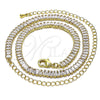 Oro Laminado Fancy Necklace, Gold Filled Style Baguette Design, with White Cubic Zirconia, Polished, Golden Finish, 04.130.0001.12 (05 MM Thickness, 12 Inches Length)