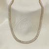 Oro Laminado Fancy Necklace, Gold Filled Style Baguette Design, with White Cubic Zirconia, Polished, Golden Finish, 04.130.0001.12 (05 MM Thickness, 12 Inches Length)