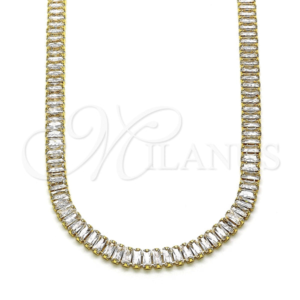 Gold Filled Necklace — Fancy Necklace Baguette Design with White Cubic Zirconia — main product view — SKU 148766 | Oro Laminado collar — elegante Necklace Baguette diseño with blanco Cubic Zirconia — SKU 148766