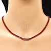 Oro Laminado Fancy Necklace, Gold Filled Style Baguette Design, with Garnet Cubic Zirconia, Polished, Golden Finish, 04.130.0001.1.12 (05 MM Thickness, 12 Inches Length)