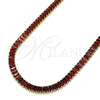 Oro Laminado Fancy Necklace, Gold Filled Style Baguette Design, with Garnet Cubic Zirconia, Polished, Golden Finish, 04.130.0001.1.12 (05 MM Thickness, 12 Inches Length)