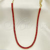 Oro Laminado Fancy Necklace, Gold Filled Style Baguette Design, with Garnet Cubic Zirconia, Polished, Golden Finish, 04.130.0001.1.12 (05 MM Thickness, 12 Inches Length)
