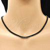 Oro Laminado Fancy Necklace, Gold Filled Style Baguette Design, with Black Cubic Zirconia, Polished, Golden Finish, 04.130.0001.2.12 (05 MM Thickness, 12 Inches Length)