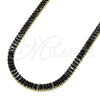 Oro Laminado Fancy Necklace, Gold Filled Style Baguette Design, with Black Cubic Zirconia, Polished, Golden Finish, 04.130.0001.2.12 (05 MM Thickness, 12 Inches Length)