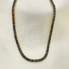 Oro Laminado Fancy Necklace, Gold Filled Style Baguette Design, with Black Cubic Zirconia, Polished, Golden Finish, 04.130.0001.2.12 (05 MM Thickness, 12 Inches Length)