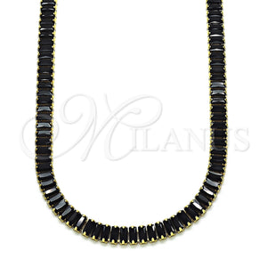 Gold Filled Necklace — Fancy Necklace Baguette Design with Black Cubic Zirconia — main product view — SKU 148768 | Oro Laminado collar — elegante Necklace Baguette diseño with negro Cubic Zirconia — SKU 148768