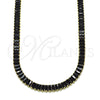 Oro Laminado Fancy Necklace, Gold Filled Style Baguette Design, with Black Cubic Zirconia, Polished, Golden Finish, 04.130.0001.2.12 (05 MM Thickness, 12 Inches Length)