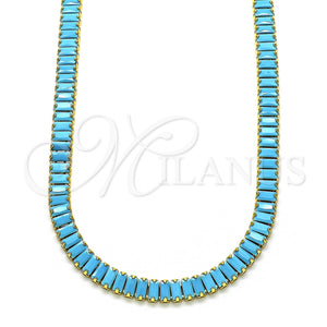 Gold Filled Necklace — Fancy Necklace Baguette Design with Turquoise Cubic Zirconia — main product view — SKU 148769 | Oro Laminado collar — elegante Necklace Baguette diseño with Turquoise Cubic Zirconia — SKU 148769