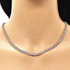Oro Laminado Fancy Necklace, Gold Filled Style Baguette Design, with Pink Cubic Zirconia, Polished, Golden Finish, 04.130.0001.4.12 (05 MM Thickness, 12 Inches Length)