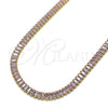 Oro Laminado Fancy Necklace, Gold Filled Style Baguette Design, with Pink Cubic Zirconia, Polished, Golden Finish, 04.130.0001.4.12 (05 MM Thickness, 12 Inches Length)