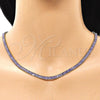 Oro Laminado Fancy Necklace, Gold Filled Style Baguette Design, with Amethyst Cubic Zirconia, Polished, Golden Finish, 04.130.0001.6.12 (05 MM Thickness, 12 Inches Length)