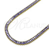 Oro Laminado Fancy Necklace, Gold Filled Style Baguette Design, with Amethyst Cubic Zirconia, Polished, Golden Finish, 04.130.0001.6.12 (05 MM Thickness, 12 Inches Length)
