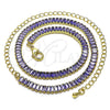 Oro Laminado Fancy Necklace, Gold Filled Style Baguette Design, with Amethyst Cubic Zirconia, Polished, Golden Finish, 04.130.0001.6.12 (05 MM Thickness, 12 Inches Length)
