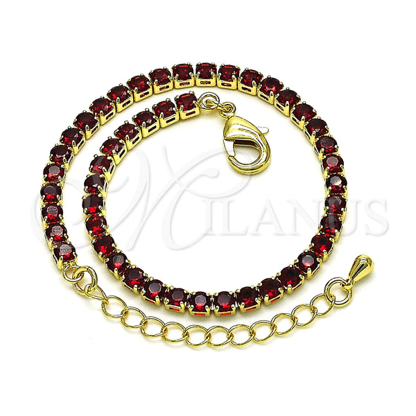 Gold Filled Bracelet — Tennis Bracelet with Garnet Cubic Zirconia Polished 03. — alternate product view — SKU 148774 | Oro Laminado brazalete — Tennis Bracelet with Garnet Cubic Zirconia pulido 03. — SKU 148774