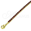 Oro Laminado Tennis Bracelet, Gold Filled Style with Garnet Cubic Zirconia, Polished, Golden Finish, 03.130.0009.1.07 (03 MM Thickness, 7 Inches Length)