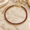 Oro Laminado Tennis Bracelet, Gold Filled Style with Garnet Cubic Zirconia, Polished, Golden Finish, 03.130.0009.1.07 (03 MM Thickness, 7 Inches Length)