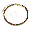 Oro Laminado Tennis Bracelet, Gold Filled Style with Garnet Cubic Zirconia, Polished, Golden Finish, 03.130.0009.1.07 (03 MM Thickness, 7 Inches Length)
