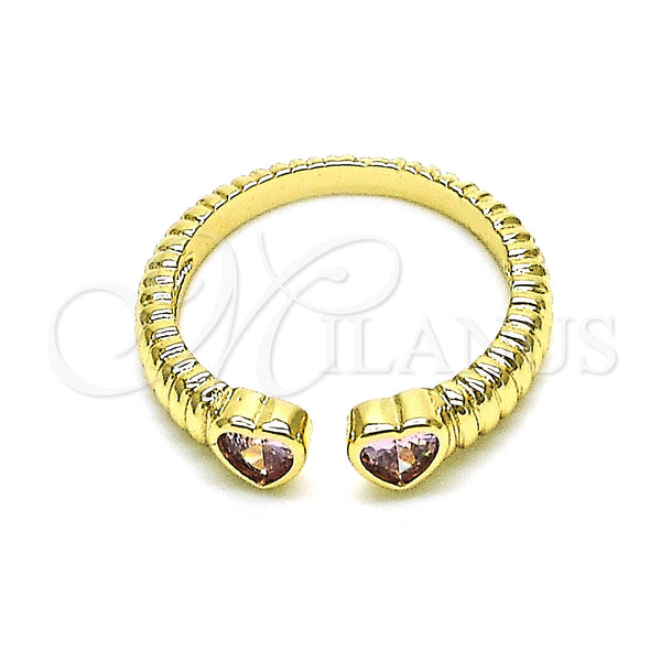 Gold Filled Ring — Multi Stone Ring Heart Design with Pink Cubic — main product view — SKU 148783 | Oro Laminado anillo — Multi Stone Ring corazón diseño with Pink Cubic — SKU 148783