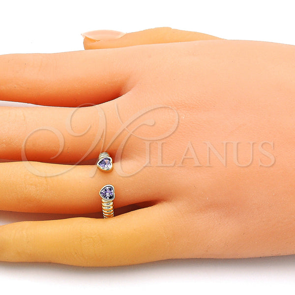 Gold Filled Ring — Multi Stone Ring Heart Design with Amethyst Cubic — alternate product view — SKU 148784 | Oro Laminado anillo — Multi Stone Ring corazón diseño with Amethyst Cubic — SKU 148784
