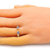 Oro Laminado Multi Stone Ring, Gold Filled Style Heart Design, with Amethyst Cubic Zirconia, Polished, Golden Finish, 01.213.0009.3 (One size fits all)