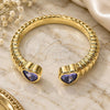 Oro Laminado Multi Stone Ring, Gold Filled Style Heart Design, with Amethyst Cubic Zirconia, Polished, Golden Finish, 01.213.0009.3 (One size fits all)