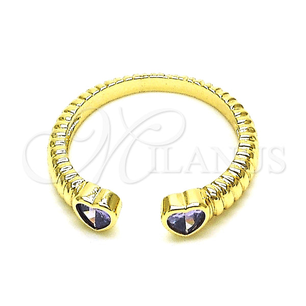 Gold Filled Ring — Multi Stone Ring Heart Design with Amethyst Cubic — main product view — SKU 148784 | Oro Laminado anillo — Multi Stone Ring corazón diseño with Amethyst Cubic — SKU 148784