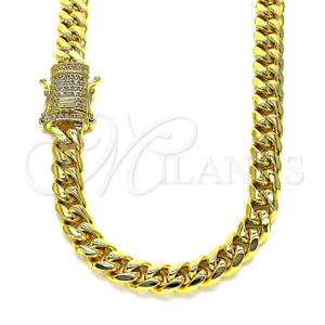 Stainless Steel Necklace — Basic Necklace Miami Cuban Design with White Crystal — main product view — SKU 148789 | Acero Inoxidable collar — básico Necklace Miami Cuban diseño with cristal blanco — SKU 148789