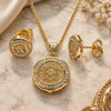 Oro Laminado Earring and Pendant Adult Set, Gold Filled Style Turtle Design, with White Micro Pave, Polished, Golden Finish, 10.156.0456