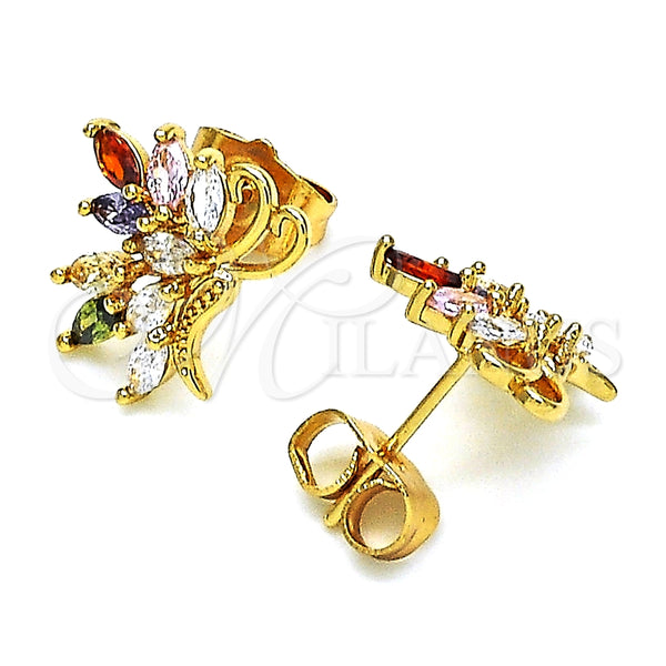 Gold Filled Ring — Stud Earring Butterfly Design with Multicolor Cubic Zirconia — alternate product view — SKU 148803 | Oro Laminado anillo — Stud Earring Butterfly diseño with Multicolor Cubic Zirconia — SKU 148803
