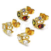 Oro Laminado Stud Earring, Gold Filled Style Swan Design, with White Cubic Zirconia, Polished, Golden Finish, 02.387.0083