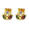 Oro Laminado Stud Earring, Gold Filled Style Swan Design, with Multicolor Cubic Zirconia, Polished, Golden Finish, 02.387.0083.1