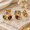 Oro Laminado Stud Earring, Gold Filled Style Swan Design, with Multicolor Cubic Zirconia, Polished, Golden Finish, 02.387.0083.1