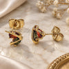 Oro Laminado Stud Earring, Gold Filled Style Butterfly Design, with Multicolor Cubic Zirconia, Polished, Golden Finish, 02.387.0023.2
