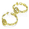 Oro Laminado Stud Earring, Gold Filled Style Crown and Heart Design, with White Micro Pave and White Cubic Zirconia, Polished, Golden Finish, 02.341.0123
