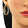 Oro Laminado Stud Earring, Gold Filled Style Heart and Crown Design, with White Micro Pave and White Cubic Zirconia, Polished, Golden Finish, 02.341.0124