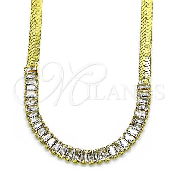 Gold Filled Necklace — Fancy Necklace Baguette Design with White Cubic Zirconia — main product view — SKU 148823 | Oro Laminado collar — elegante Necklace Baguette diseño with blanco Cubic Zirconia — SKU 148823