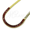 Oro Laminado Fancy Necklace, Gold Filled Style Baguette Design, with Garnet Cubic Zirconia, Polished, Golden Finish, 04.341.0097.1.16 (05 MM Thickness, 16 Inches Length)
