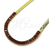 Oro Laminado Fancy Necklace, Gold Filled Style Baguette Design, with Garnet Cubic Zirconia, Polished, Golden Finish, 04.341.0097.1.16 (05 MM Thickness, 16 Inches Length)